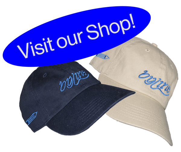 byline hats along with a button that says 'visit our shop'